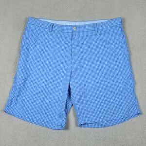 Peter Millar Featherweight Mens‎ Golf Shorts Size 38 Blue Gingham Plaid Casual